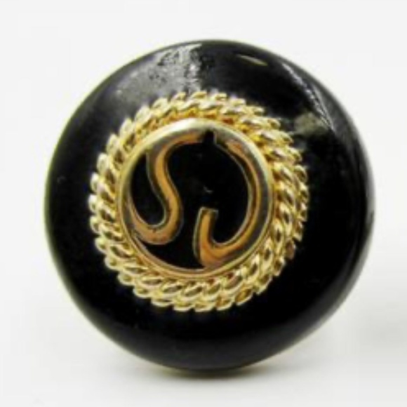 NEW St. John Knits Vintage Clip On Earrings 22KGP Enamel Signed - Picture 1 of 7